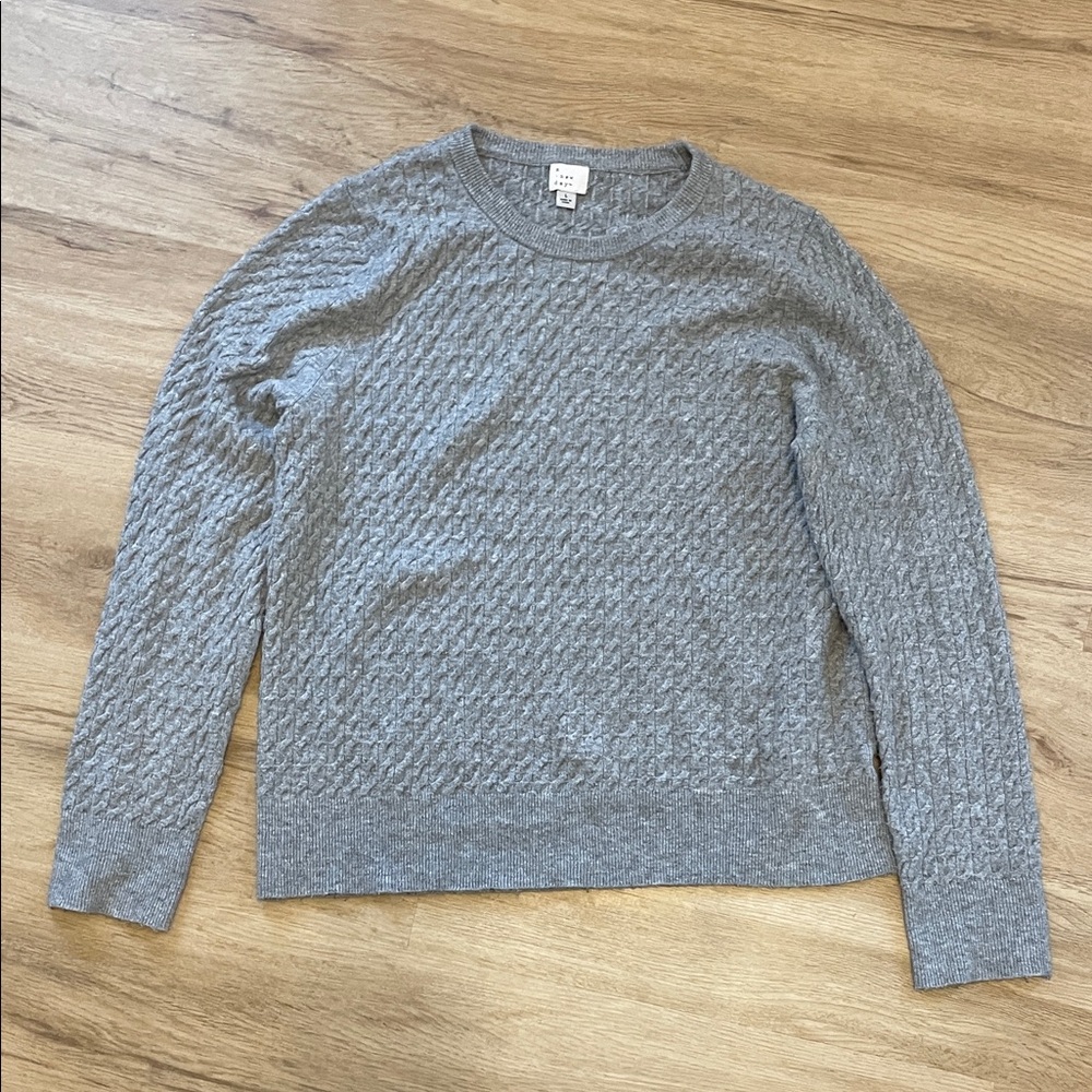 a new day Textured Gray Crewneck Sweater